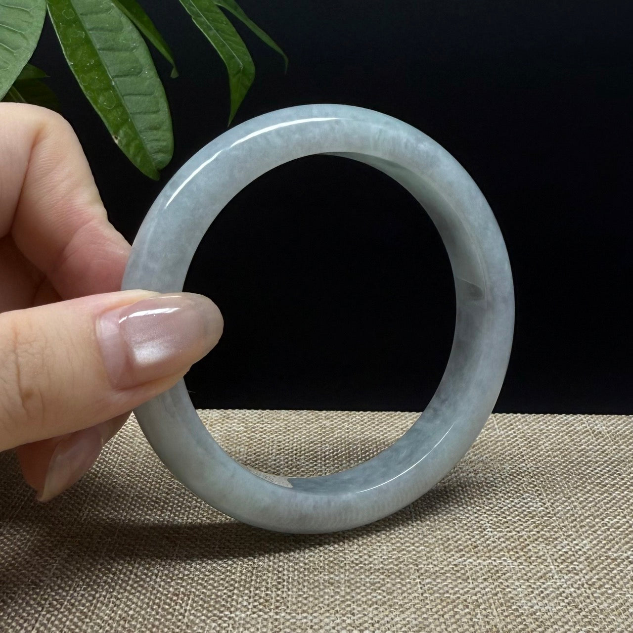 Genuine Burmese Lavender Green Jade Jadeite Bangle Bracelet ( 58.8mm )