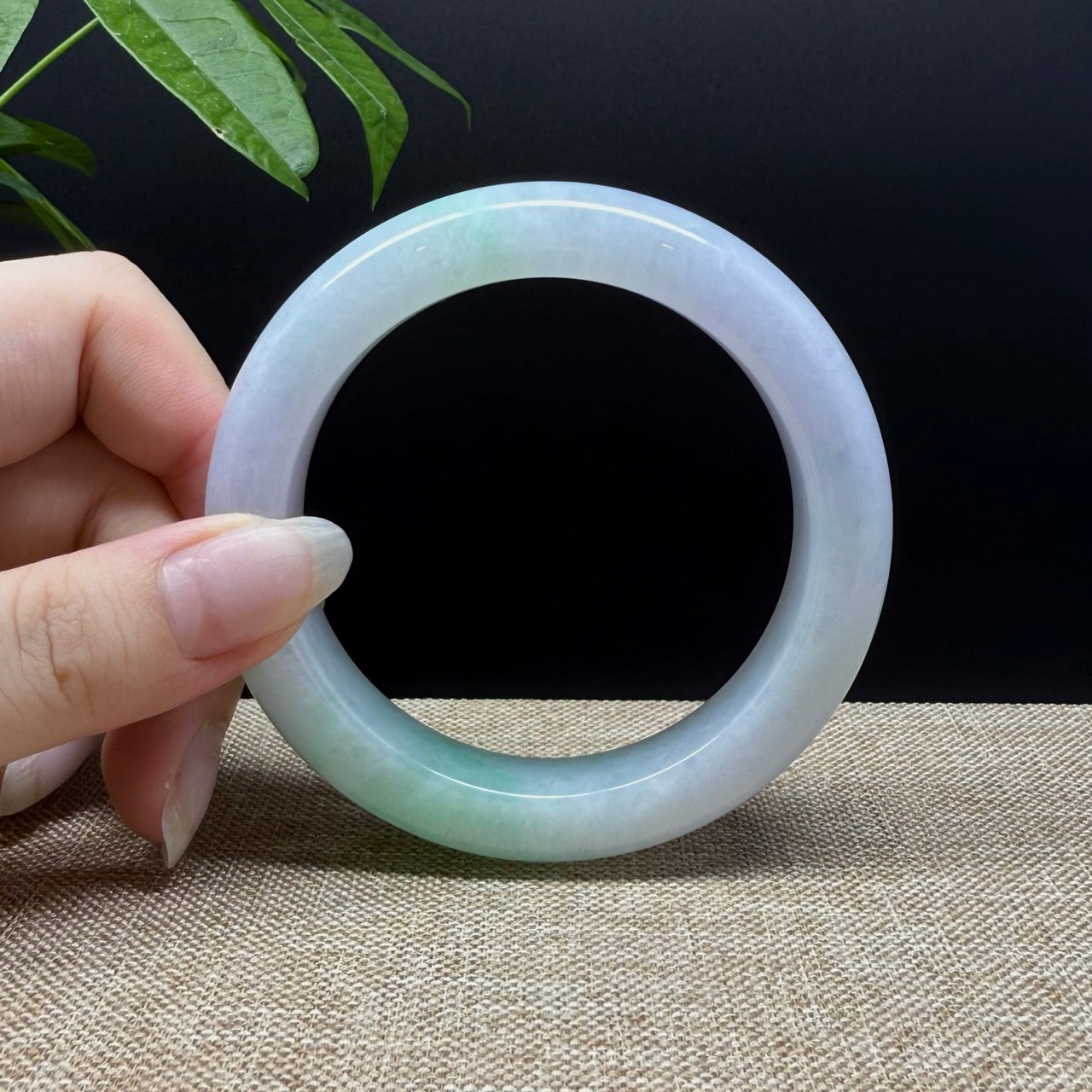 Genuine Burmese Lavender Green Jade Jadeite Bangle Bracelet ( 59mm )