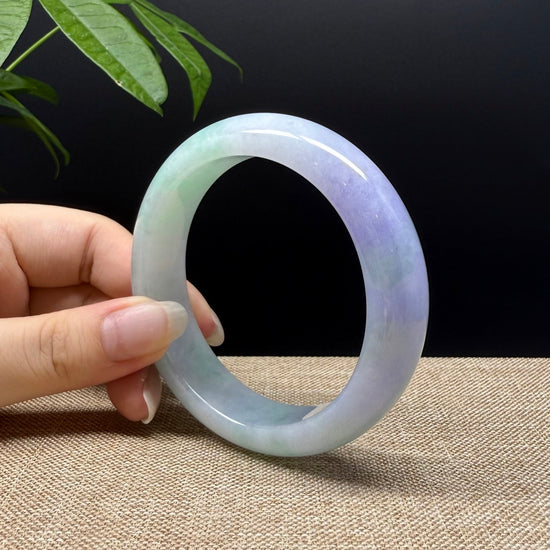 Genuine Burmese Lavender Green Jade Jadeite Bangle Bracelet ( 60mm )