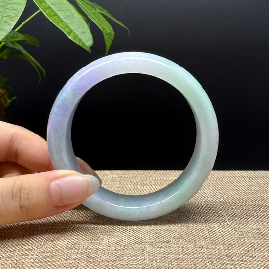 Genuine Burmese Lavender Green Jade Jadeite Bangle Bracelet ( 60mm )