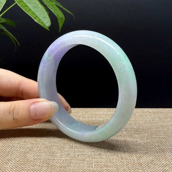 Genuine Burmese Lavender Green Jade Jadeite Bangle Bracelet ( 60mm )