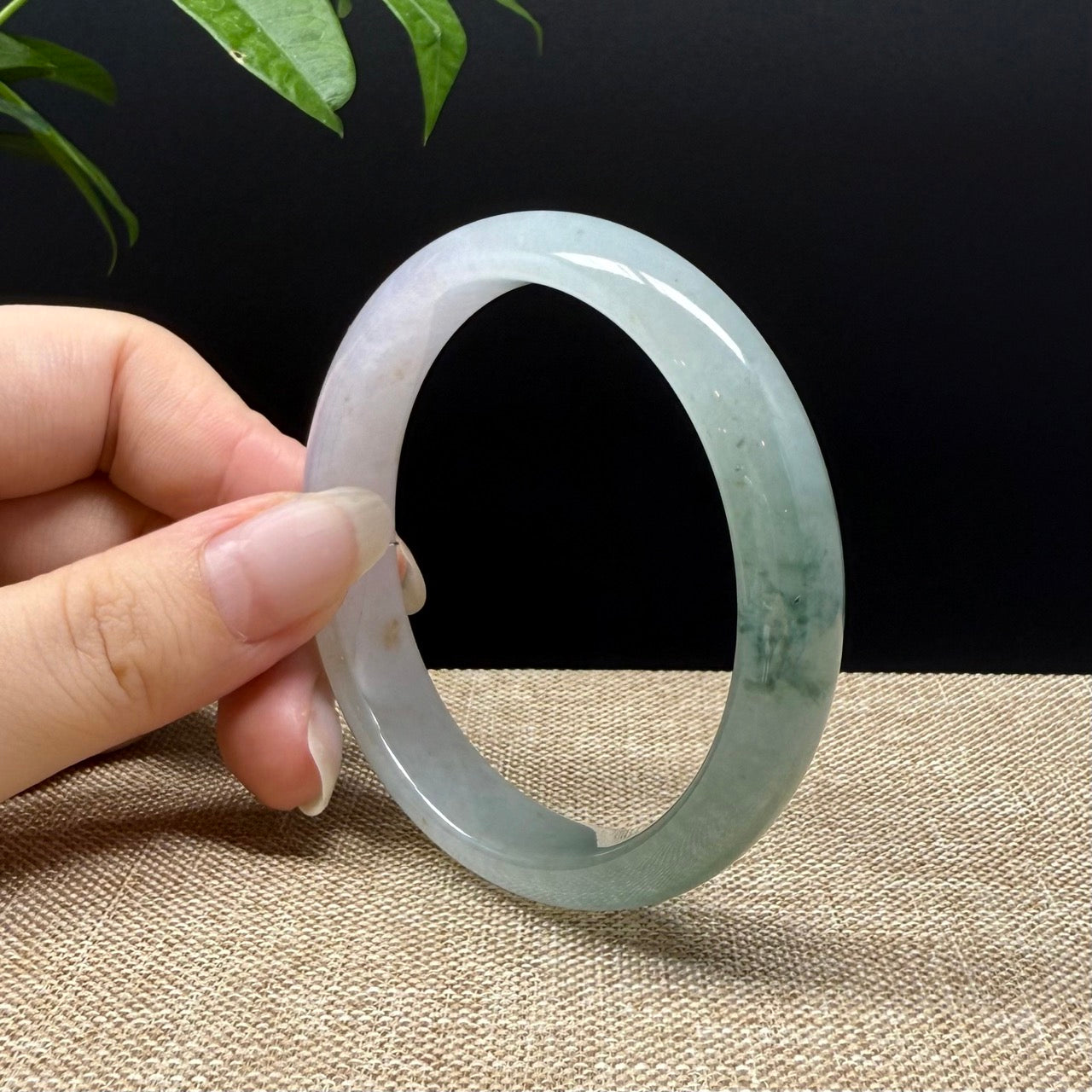 Genuine Burmese Icy Lavender Green Jade Jadeite Bangle Bracelet ( 56mm )