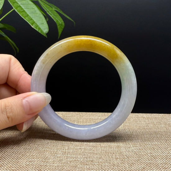 Genuine Burmese Yellow Green lavender Jade Jadeite Bangle Bracelet ( 57mm )