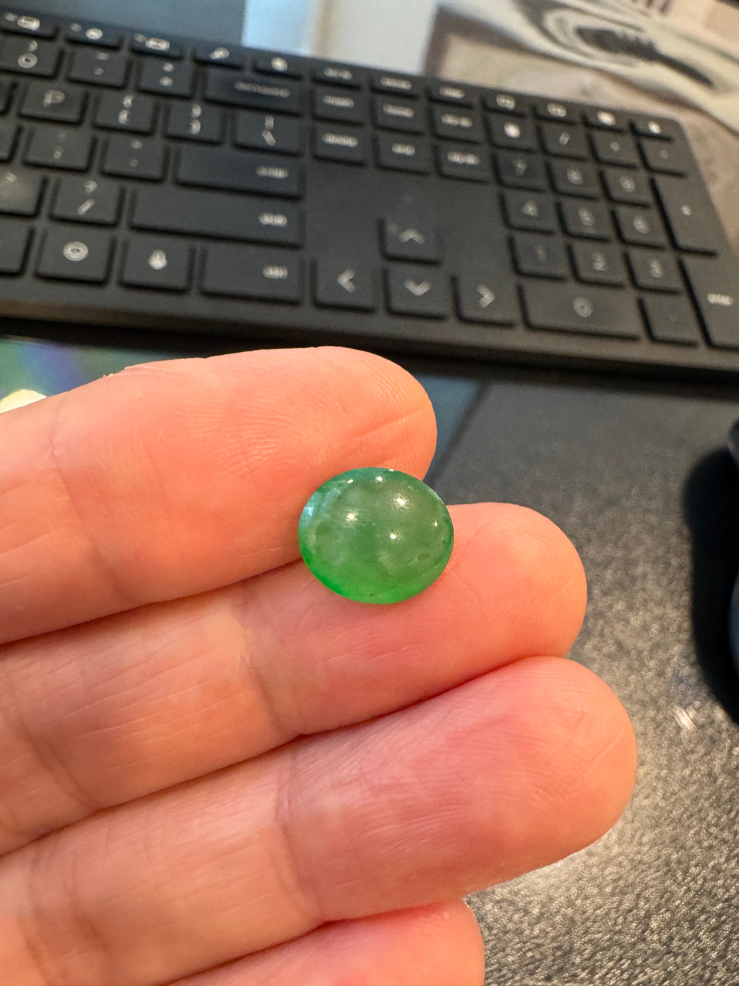 Natural Imperial jadeite jade cabochon