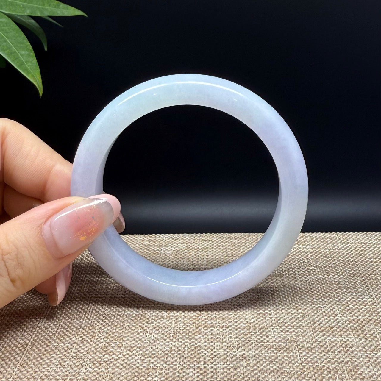 Genuine Burmese Lavender Green Jade Jadeite Bangle Bracelet ( 53.5mm )