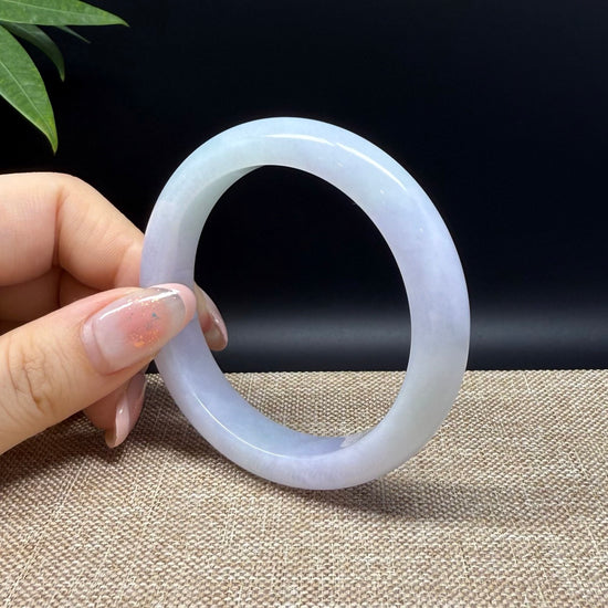 Genuine Burmese Lavender Green Jade Jadeite Bangle Bracelet ( 53.5mm )