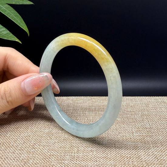 Genuine Burmese Yellow Green Jade Jadeite Bangle Bracelet ( 53.2mm )