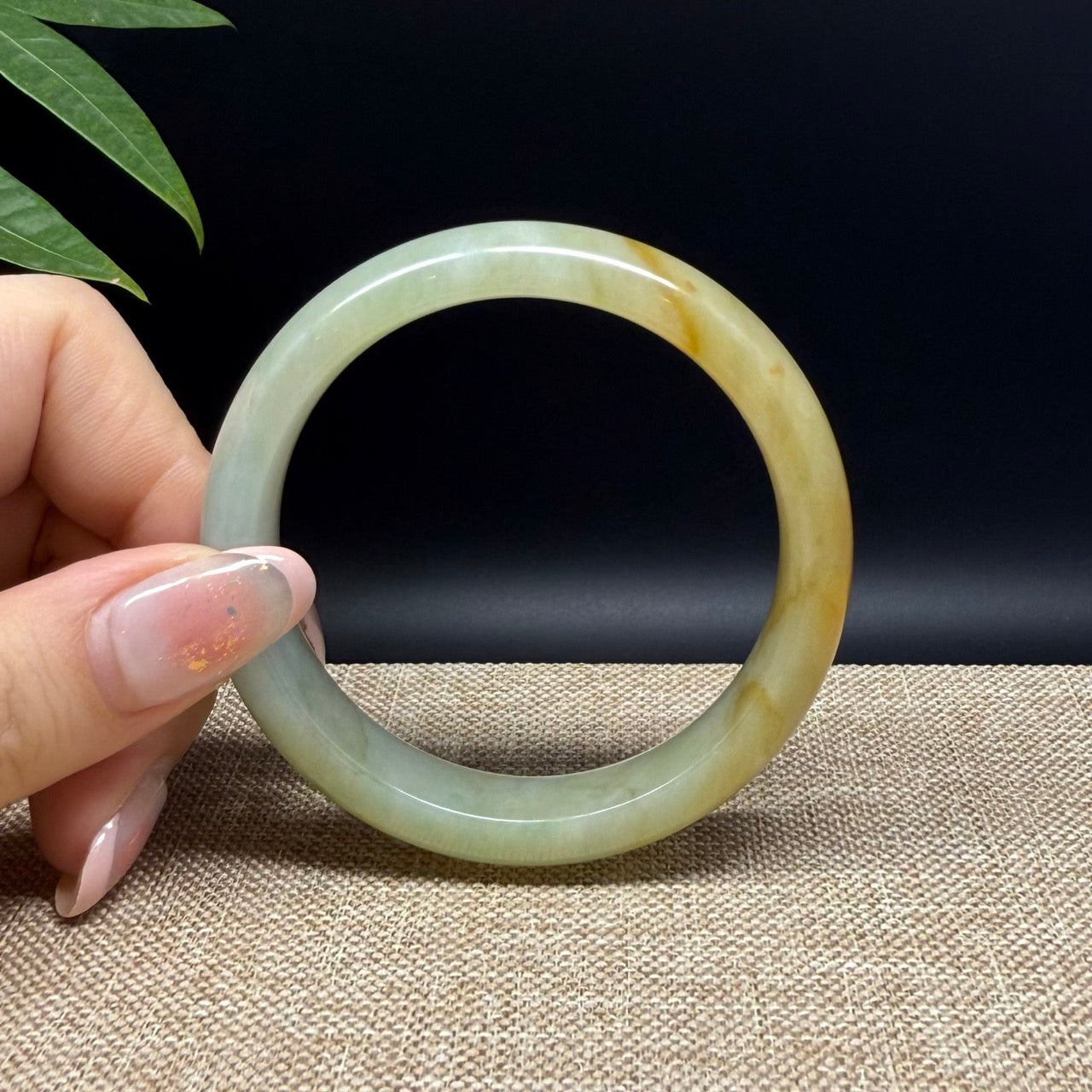 Genuine Burmese Yellow Green Jade Jadeite Bangle Bracelet ( 52.7mm )