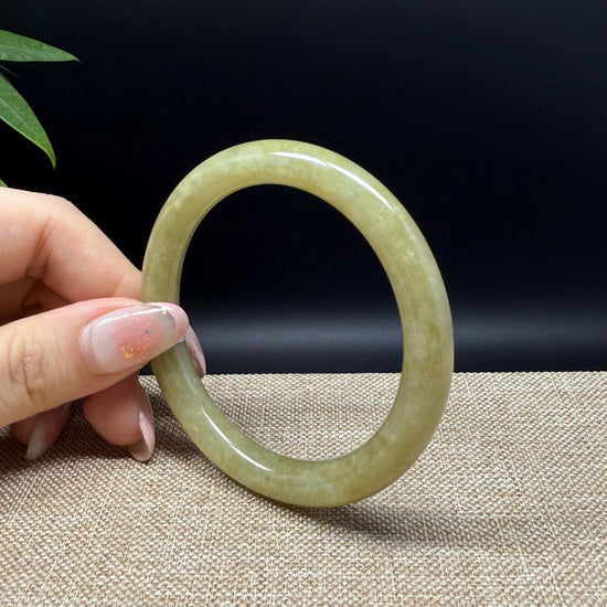 Genuine Burmese Yellow Green Jade Jadeite Bangle Bracelet ( 54.5mm )