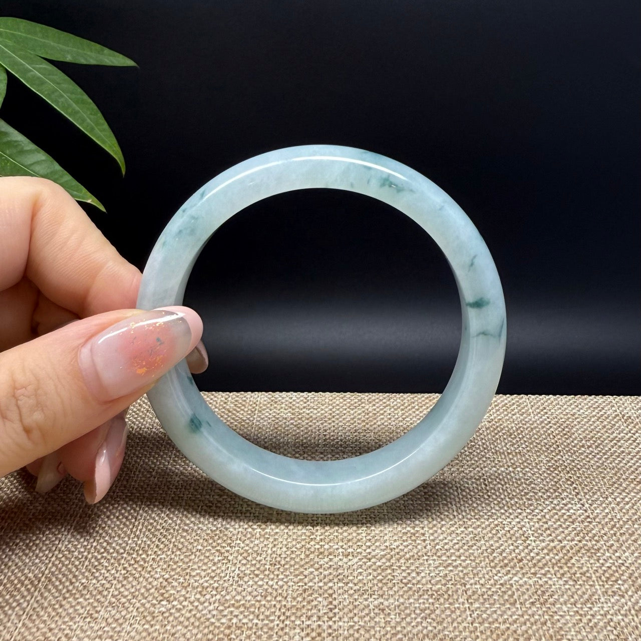 Genuine Burmese Blue Green Jade Jadeite Bangle Bracelet ( 55.6mm )