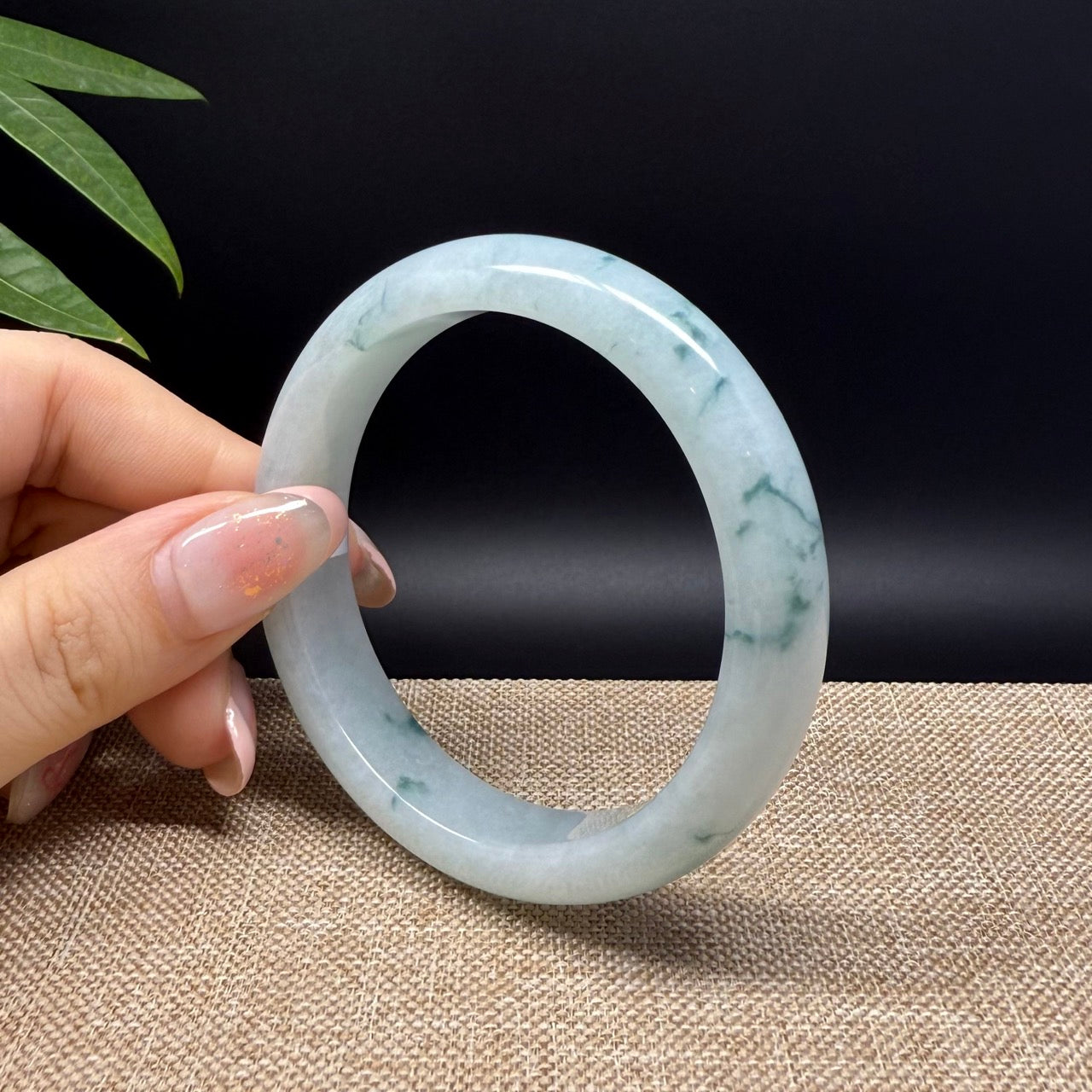 Genuine Burmese Blue Green Jade Jadeite Bangle Bracelet ( 55.6mm )