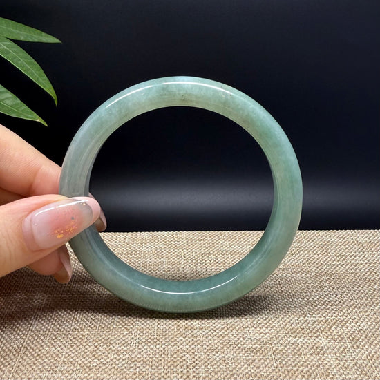 Genuine Burmese Oil Green Jade Jadeite Bangle Bracelet ( 58.9mm )