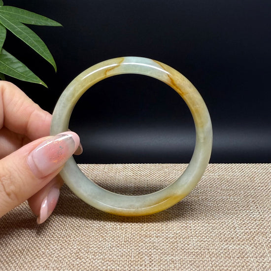 Genuine Burmese Yellow Green Jade Jadeite Bangle Bracelet ( 57.3mm )