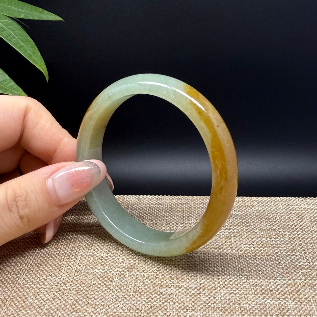 Genuine Burmese Yellow Green Jade Jadeite Bangle Bracelet ( 52mm )