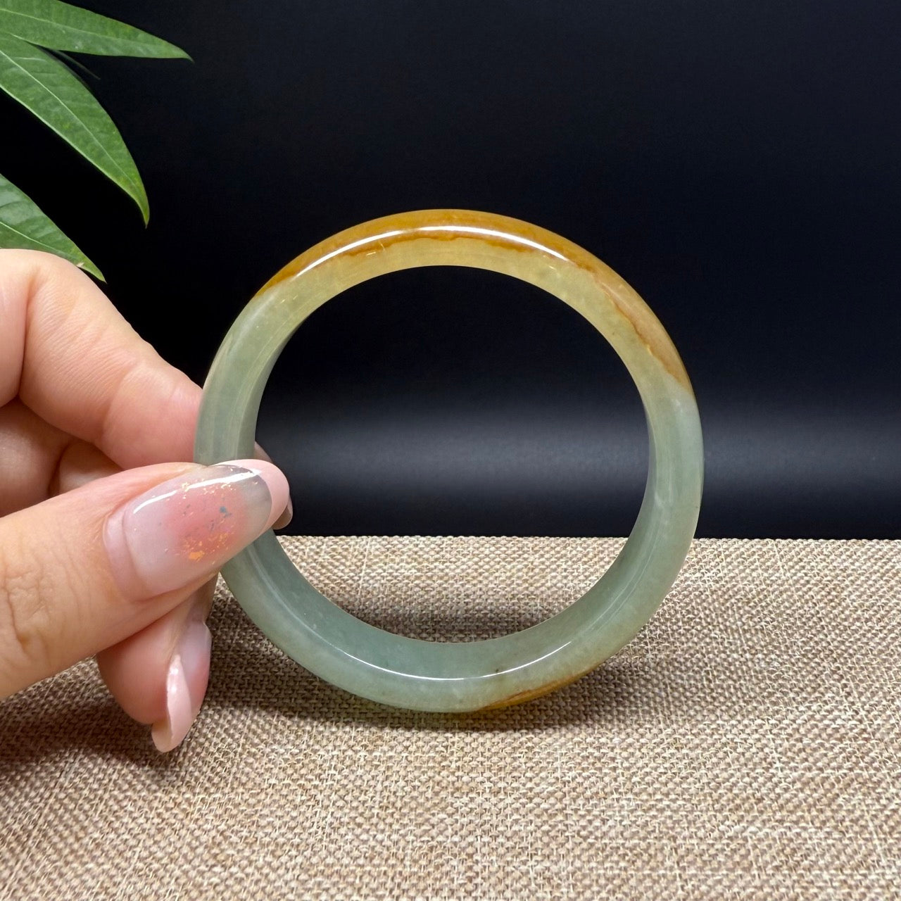 Genuine Burmese Yellow Green Jade Jadeite Bangle Bracelet ( 52mm )