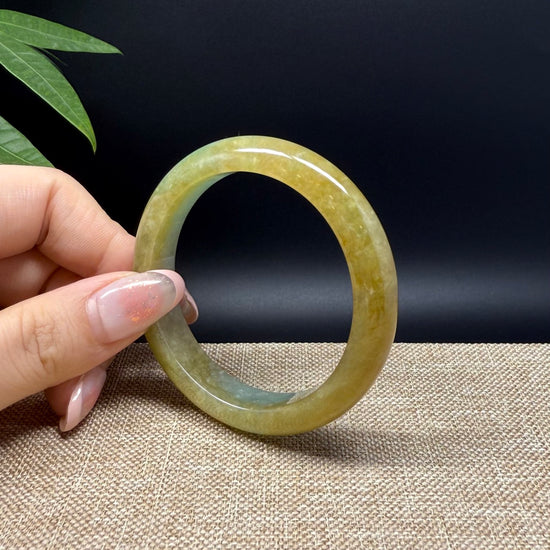 Genuine Burmese Yellow Green Jade Jadeite Bangle Bracelet ( 50.8mm )