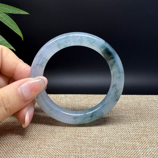 Genuine Burmese Icy Blue Green Jade Jadeite Bangle Bracelet ( 52.5mm )