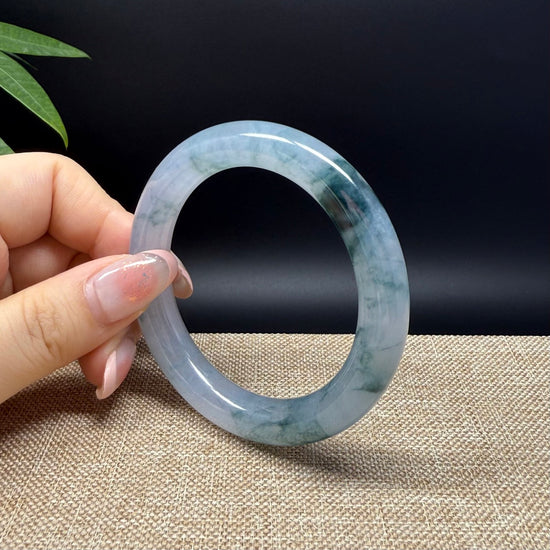 Genuine Burmese Icy Blue Green Jade Jadeite Bangle Bracelet ( 52.5mm )