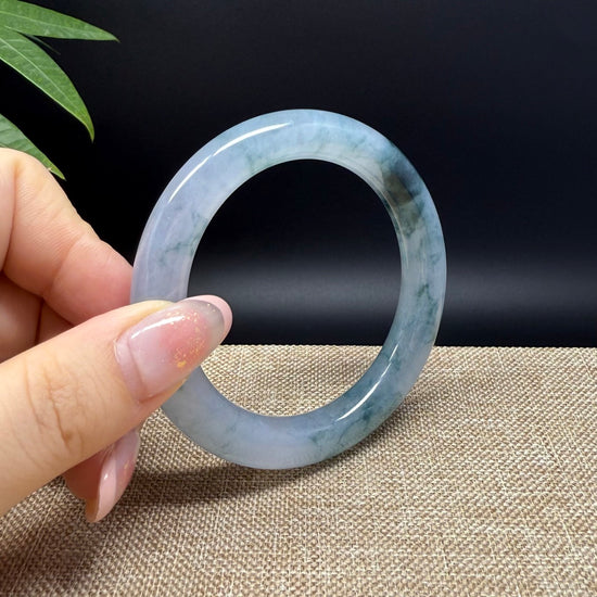 Genuine Burmese Icy Blue Green Jade Jadeite Bangle Bracelet ( 52.5mm )