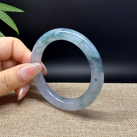 Genuine Burmese Icy Blue Green Jade Jadeite Bangle Bracelet ( 52.5mm )