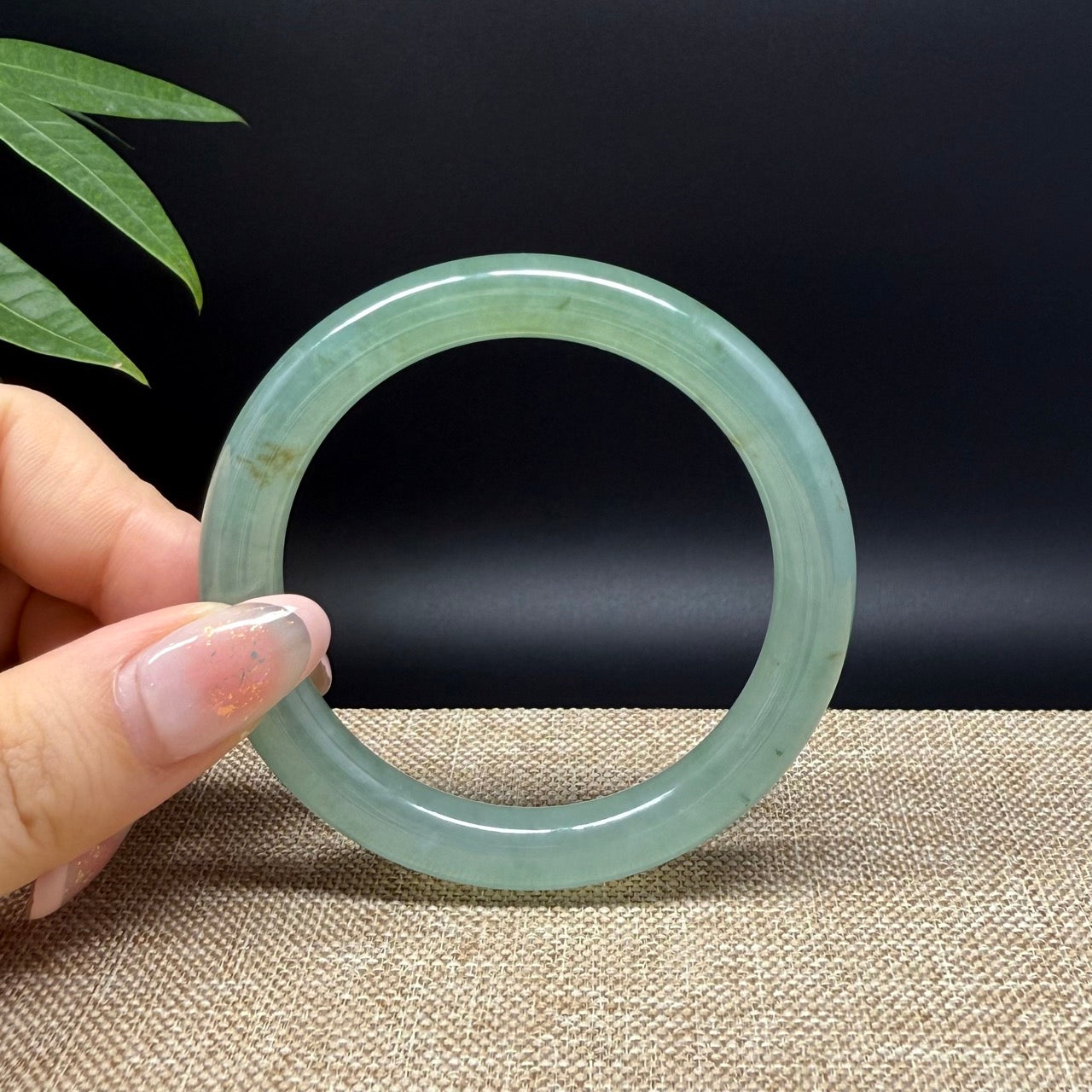 Genuine Burmese Icy Yellow Green Jade Jadeite Bangle Bracelet ( 53.8mm )