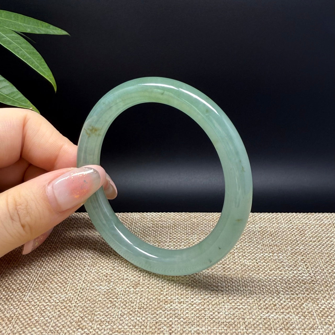 Genuine Burmese Icy Yellow Green Jade Jadeite Bangle Bracelet ( 53.8mm )