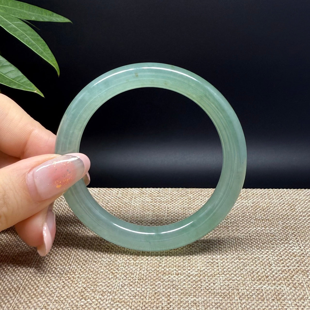 Genuine Burmese Icy Yellow Green Jade Jadeite Bangle Bracelet ( 53.8mm )