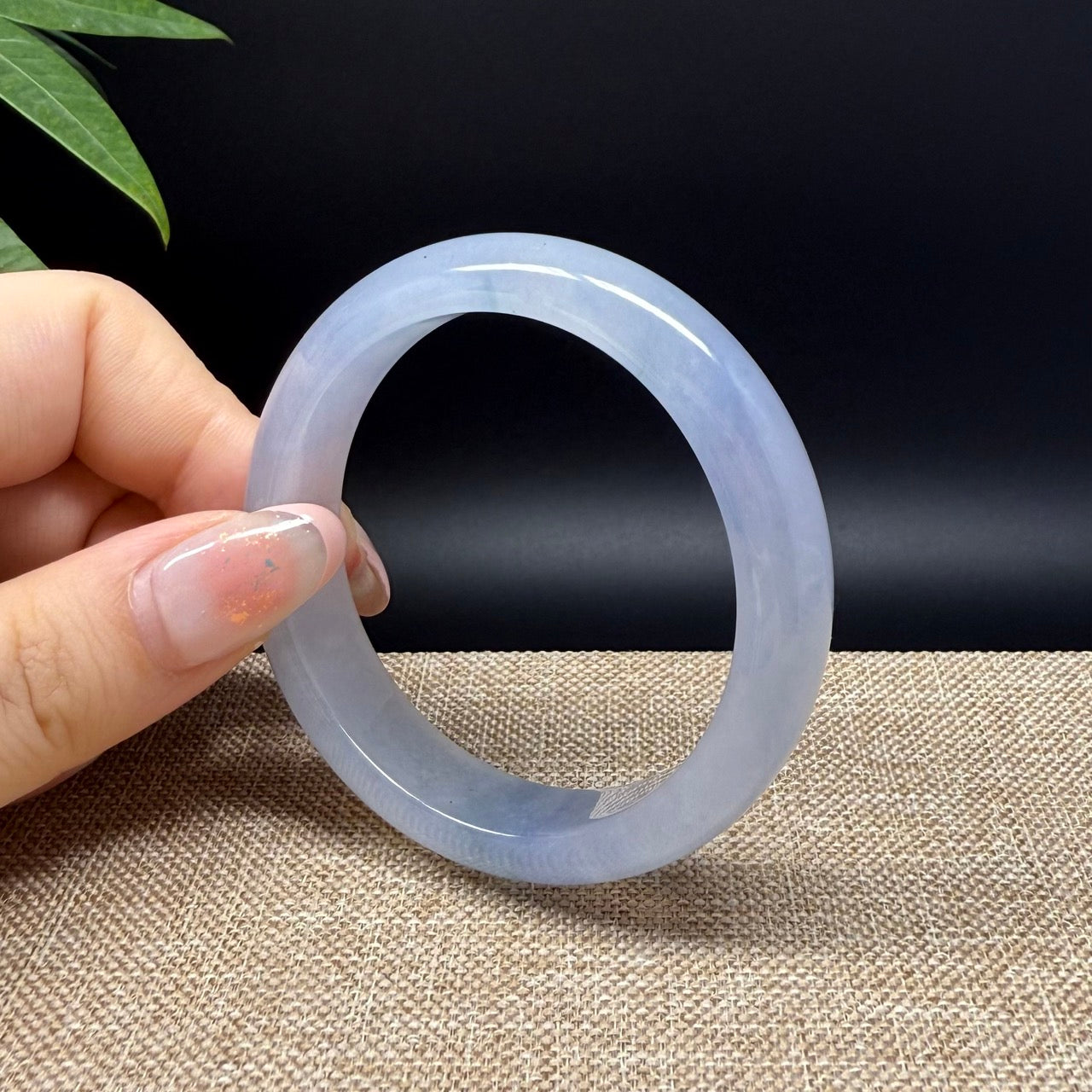 Genuine Burmese Icy Lavender Blue Jade Jadeite Bangle Bracelet ( 51.7mm )