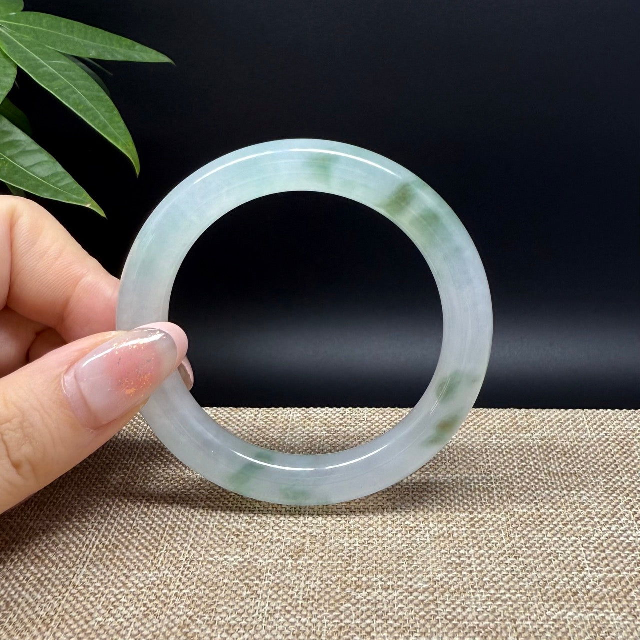 Genuine Burmese Icy Green Jade Jadeite Bangle Bracelet ( 51mm )