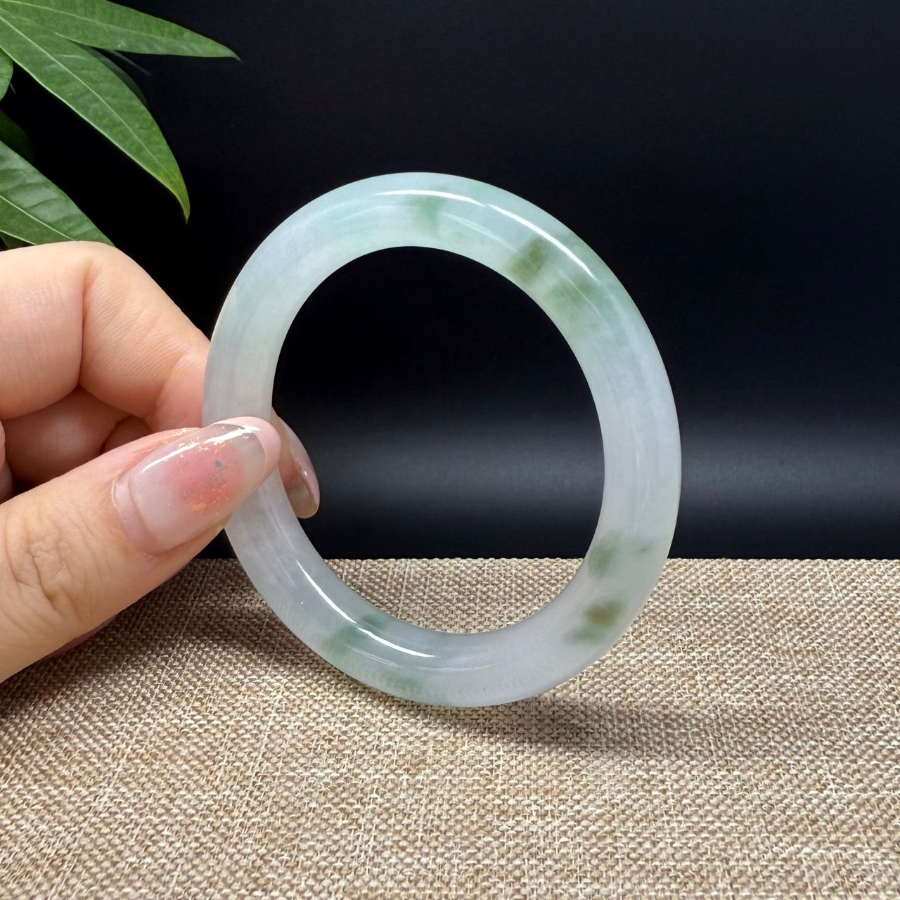 Genuine Burmese Icy Green Jade Jadeite Bangle Bracelet ( 51mm )