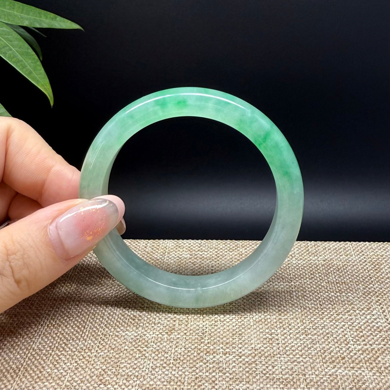 Genuine Burmese Icy Green Jade Jadeite Bangle Bracelet ( 50.9mm )