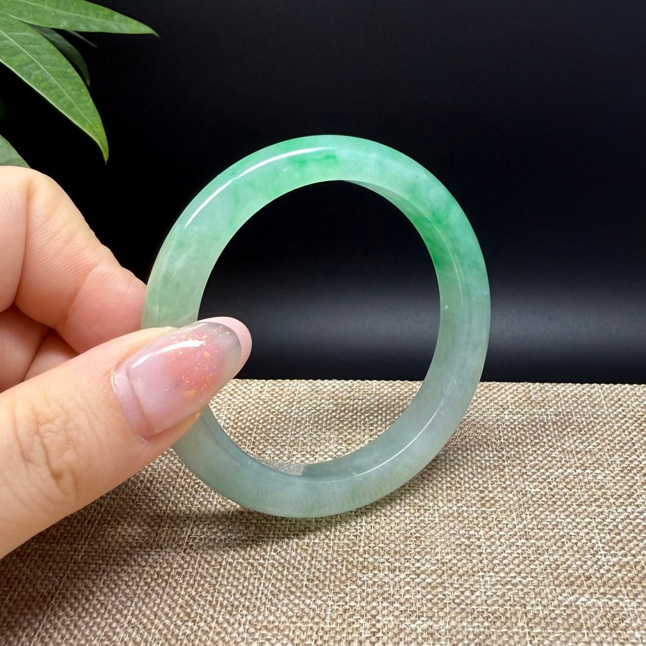 Genuine Burmese Icy Green Jade Jadeite Bangle Bracelet ( 50.9mm )