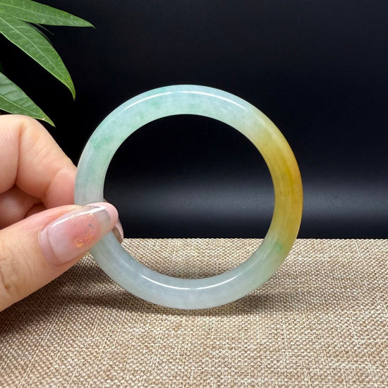 Genuine Burmese Icy Yellow Green Jade Jadeite Bangle Bracelet ( 50.8mm )