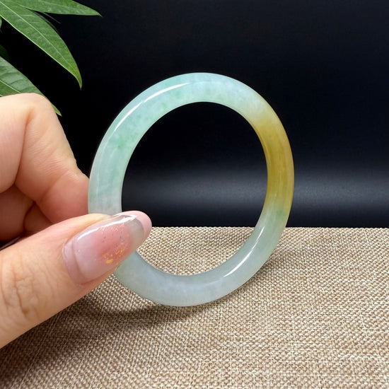 Genuine Burmese Icy Yellow Green Jade Jadeite Bangle Bracelet ( 50.8mm )