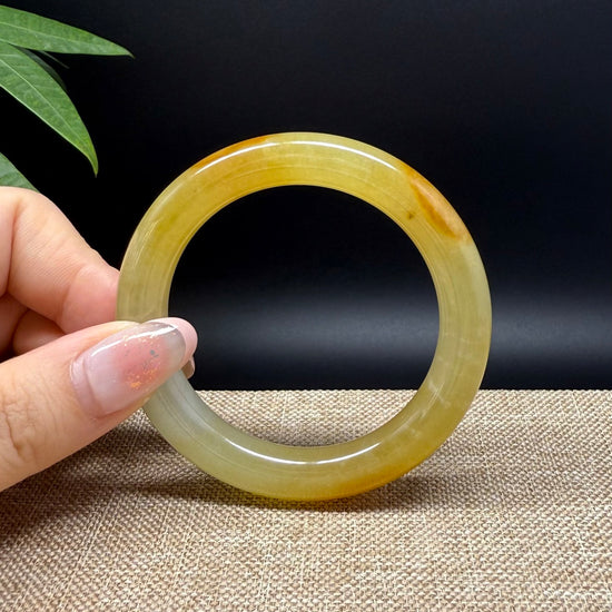 Genuine Burmese Icy Yellow Jade Jadeite Bangle Bracelet ( 50.7mm )