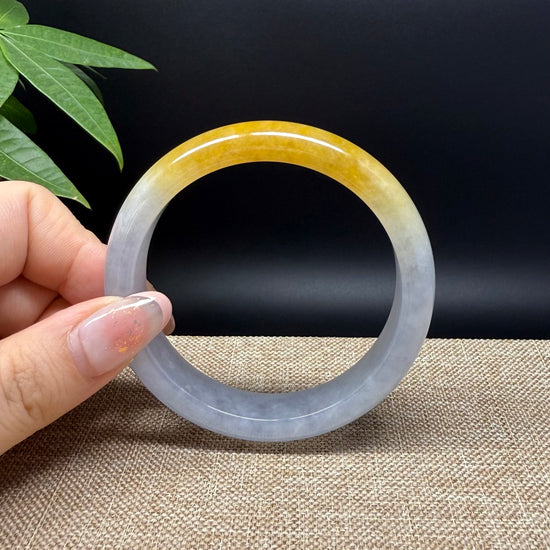 Genuine Burmese Yellow Green lavender Jade Jadeite Bangle Bracelet ( 57.9mm )