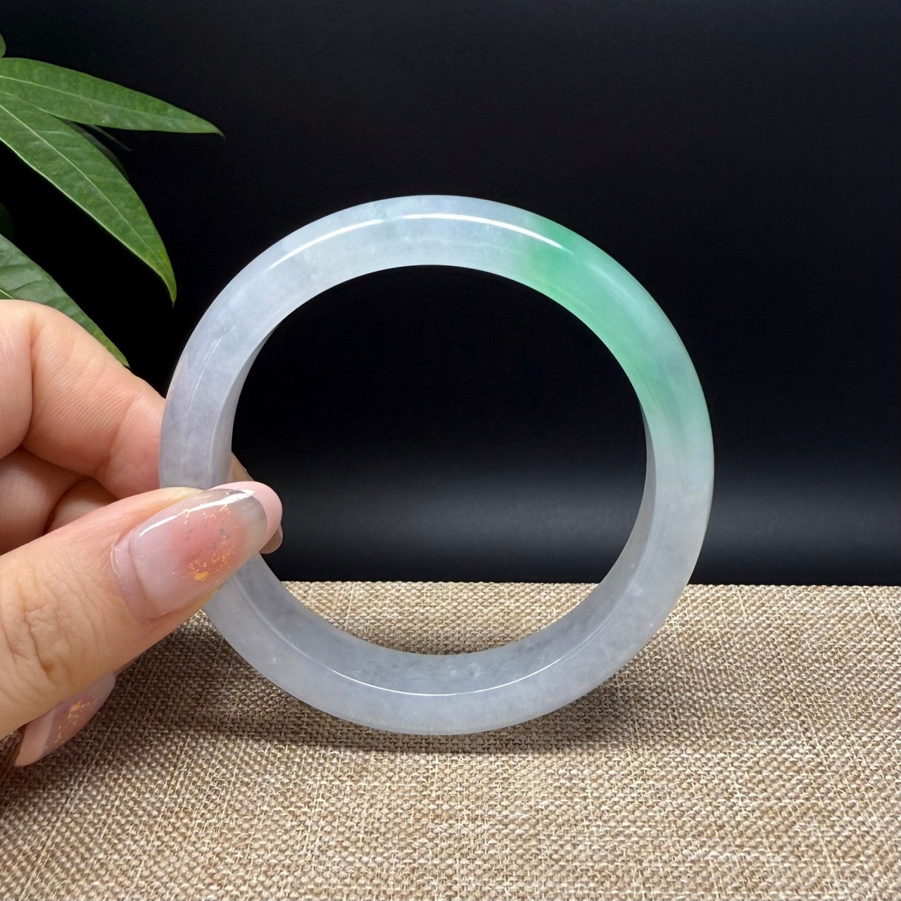 Genuine Burmese Icy Green Jade Jadeite Bangle Bracelet ( 58.5mm )