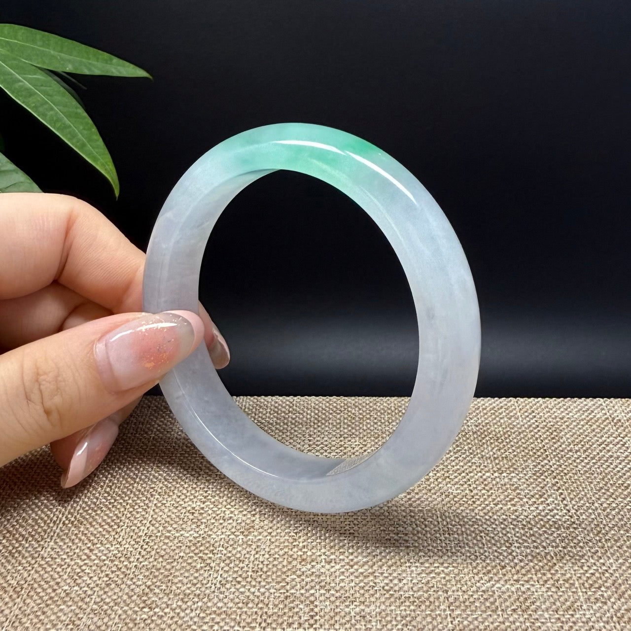 Genuine Burmese Icy Green Jade Jadeite Bangle Bracelet ( 58.5mm )