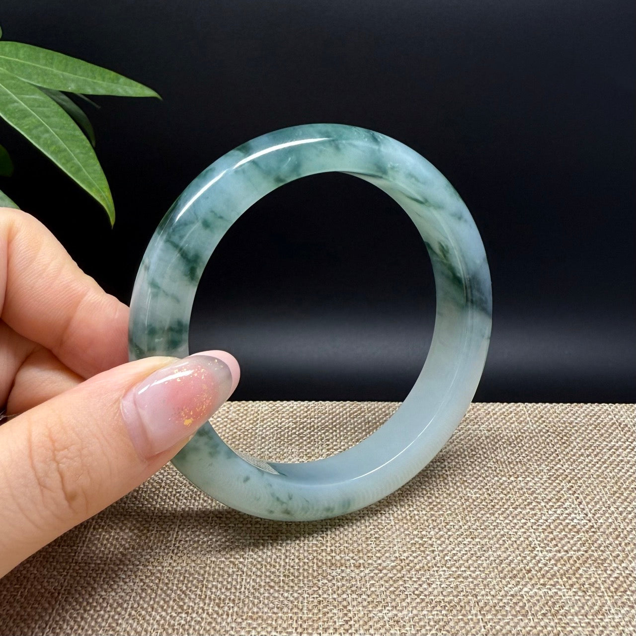 Genuine Burmese Icy Green Jade Jadeite Bangle Bracelet ( 59.7mm )