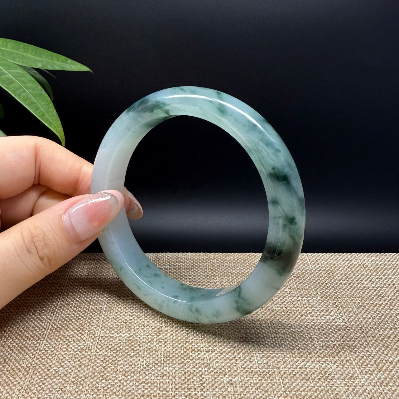 Genuine Burmese Icy Green Jade Jadeite Bangle Bracelet ( 59.7mm )