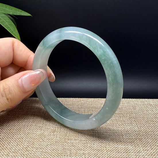 Genuine Burmese Icy Green Jade Jadeite Bangle Bracelet ( 58.4mm )