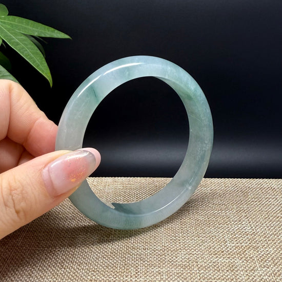 Genuine Burmese Icy Green Jade Jadeite Bangle Bracelet ( 58.4mm )