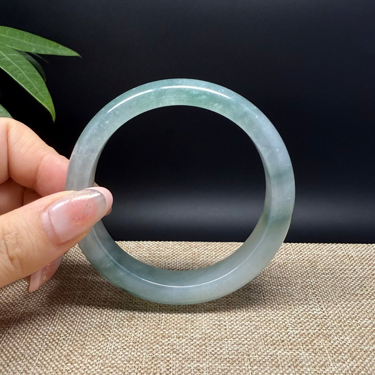 Genuine Burmese Icy Green Jade Jadeite Bangle Bracelet ( 58.4mm )