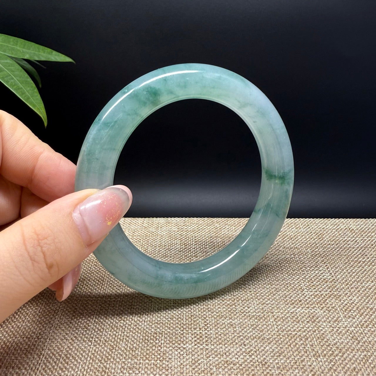 Genuine Burmese Icy Green Jade Jadeite Bangle Bracelet ( 58.9mm )