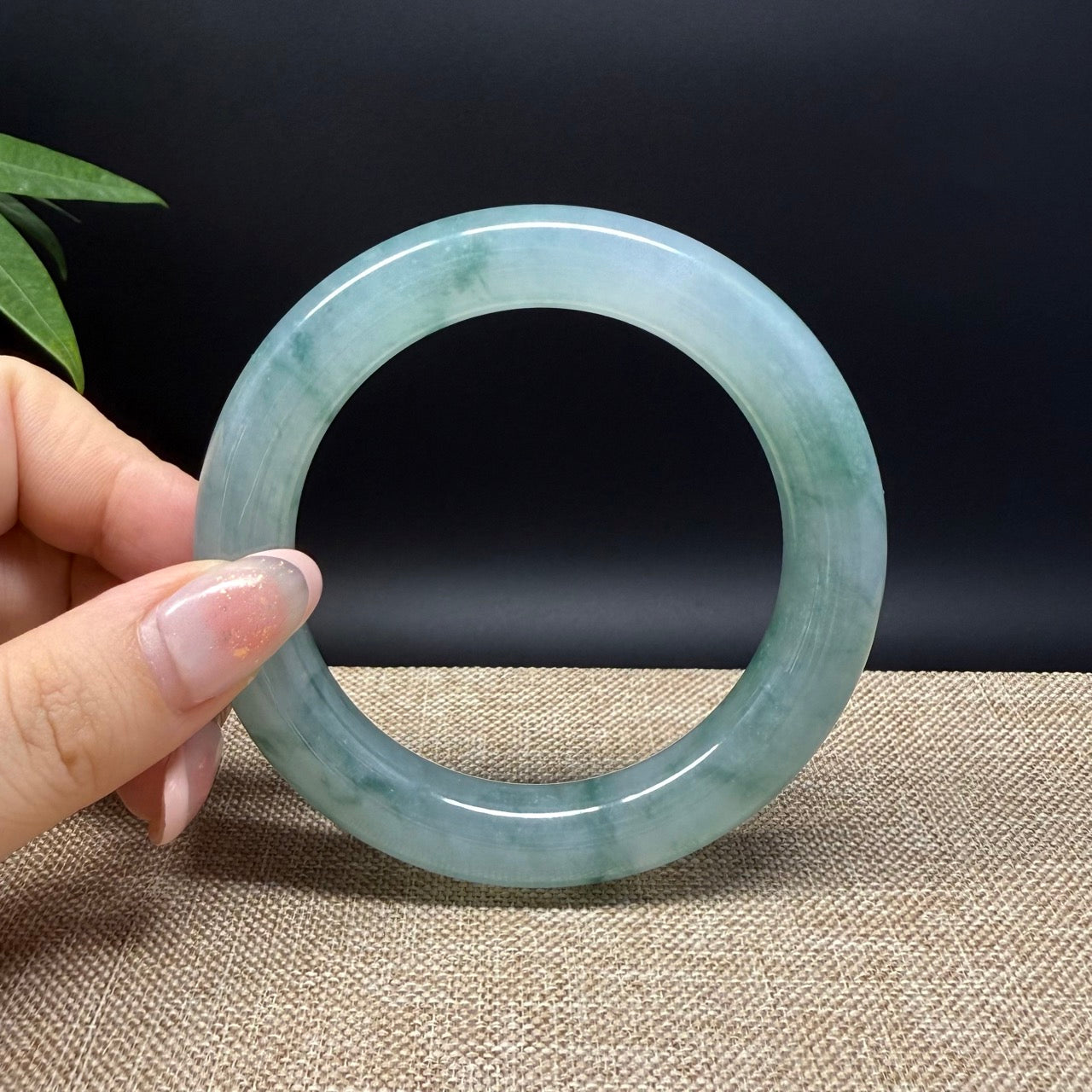 Genuine Burmese Icy Green Jade Jadeite Bangle Bracelet ( 58.9mm )