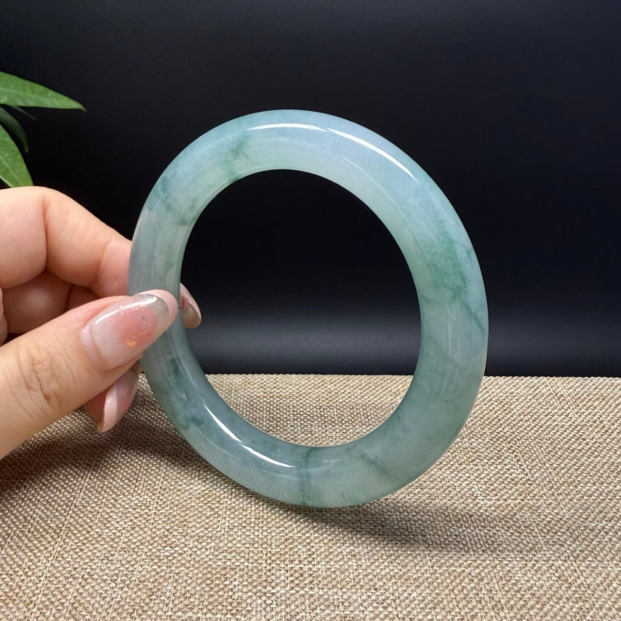 Genuine Burmese Icy Green Jade Jadeite Bangle Bracelet ( 58.9mm )