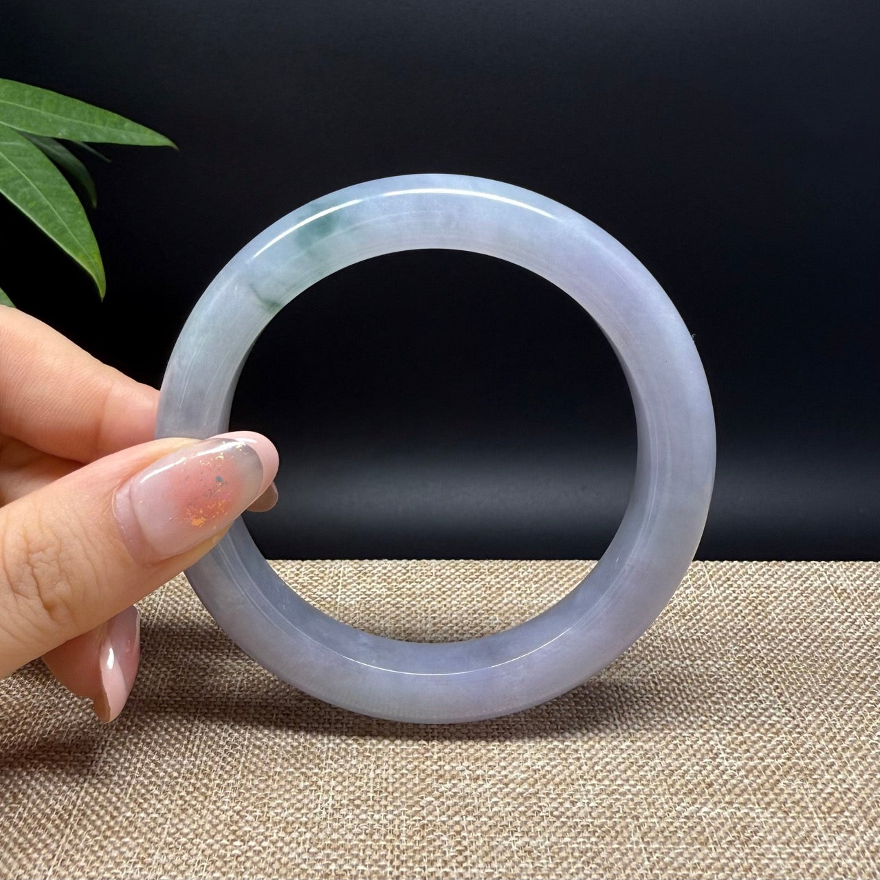 Genuine Burmese Lavender Green Jade Jadeite Bangle Bracelet ( 59.5mm )