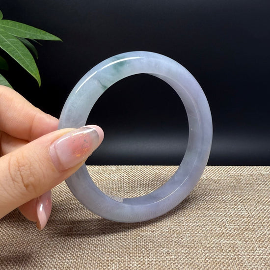 Genuine Burmese Lavender Green Jade Jadeite Bangle Bracelet ( 59.5mm )