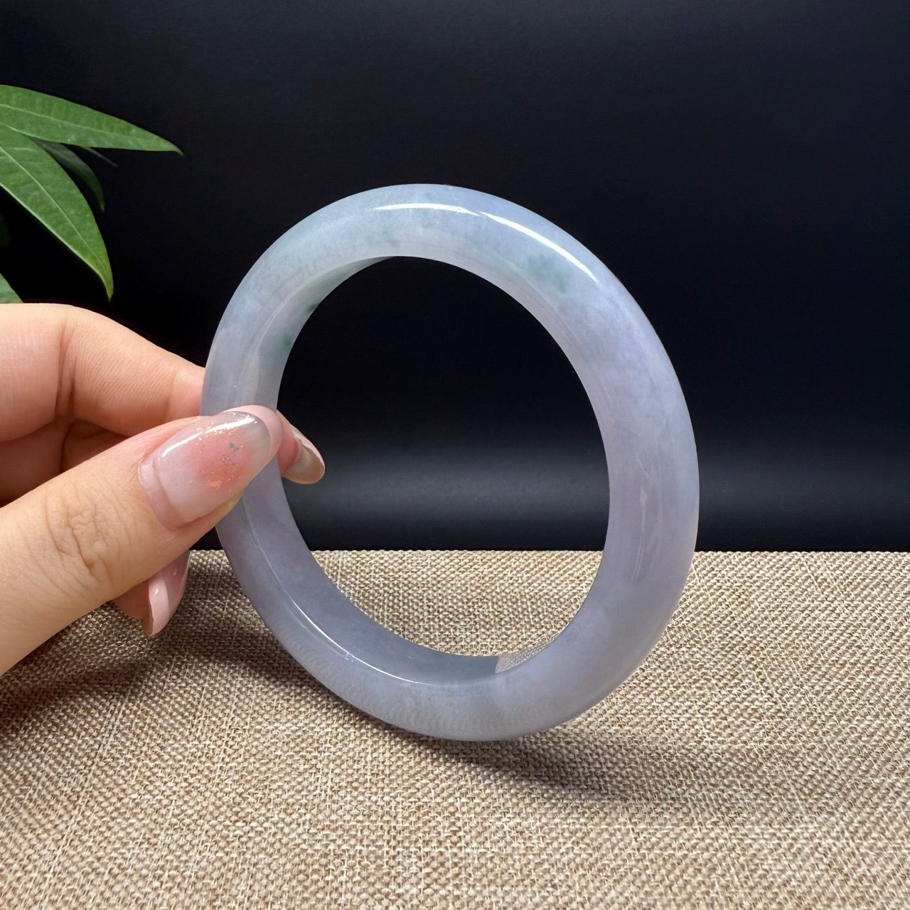 Genuine Burmese Lavender Green Jade Jadeite Bangle Bracelet ( 59.5mm )