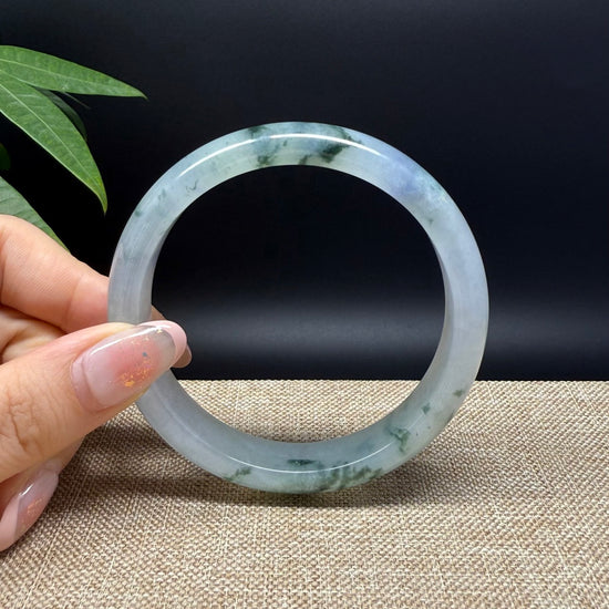 Genuine Burmese Icy Lavender Green Jade Jadeite Bangle Bracelet ( 61.8mm )